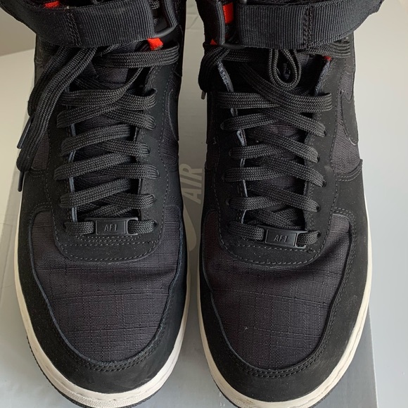 Nike Air Force 1 High 07 Black Linen/Solar Red - Picture 2 of 4